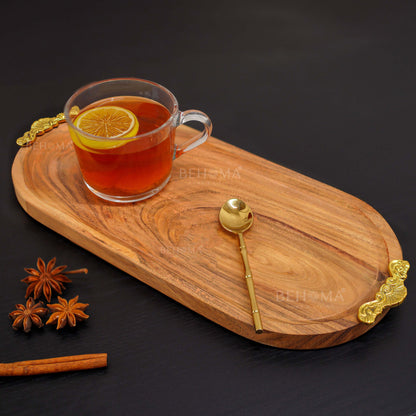 Wood & Brass Tray, Large