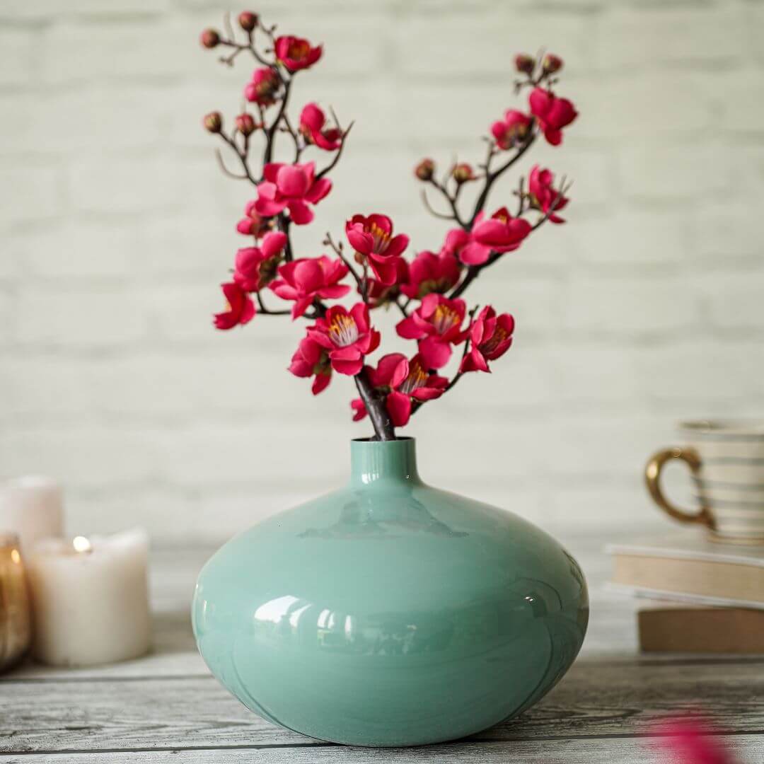 Mist green flower vase with flower 