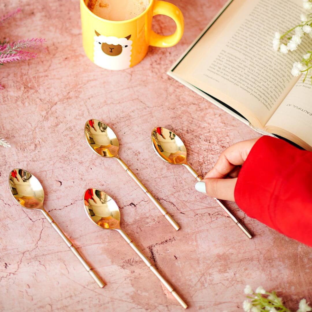 Stainless Steel Spoon (Gold) - Set of 4