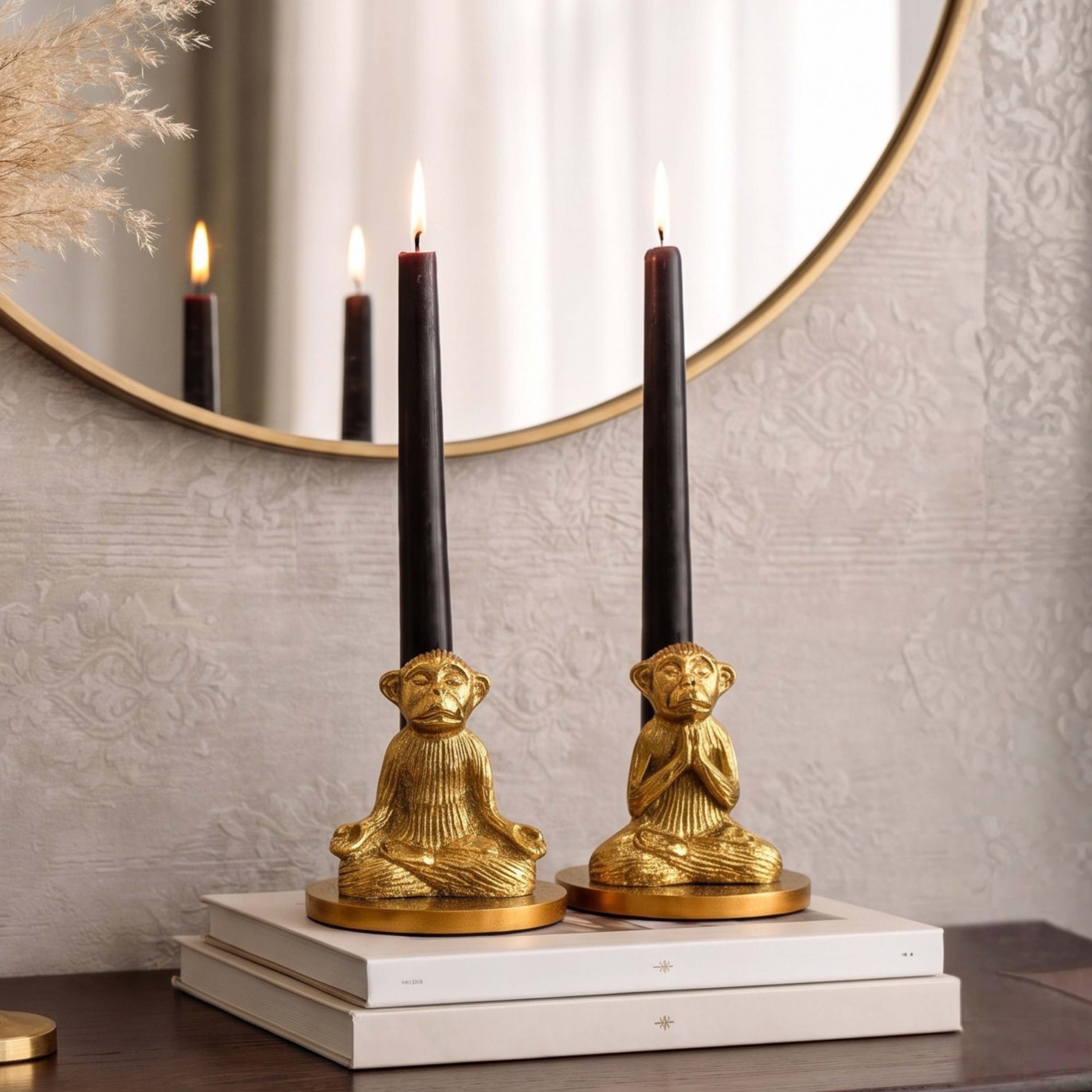 Yoga Monkey Candle Holder Set