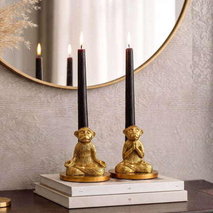 Yoga Monkey Candle Holder Set