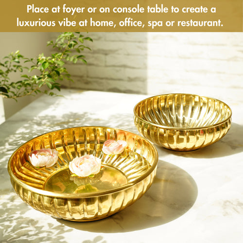 Decorative urli bowl Diwali, Decor urli bowl, metal urli set, floating flower urli, Diwali Gift, Diwali Gifts, Golden Urli for Diwali decor, housewarming gifts
