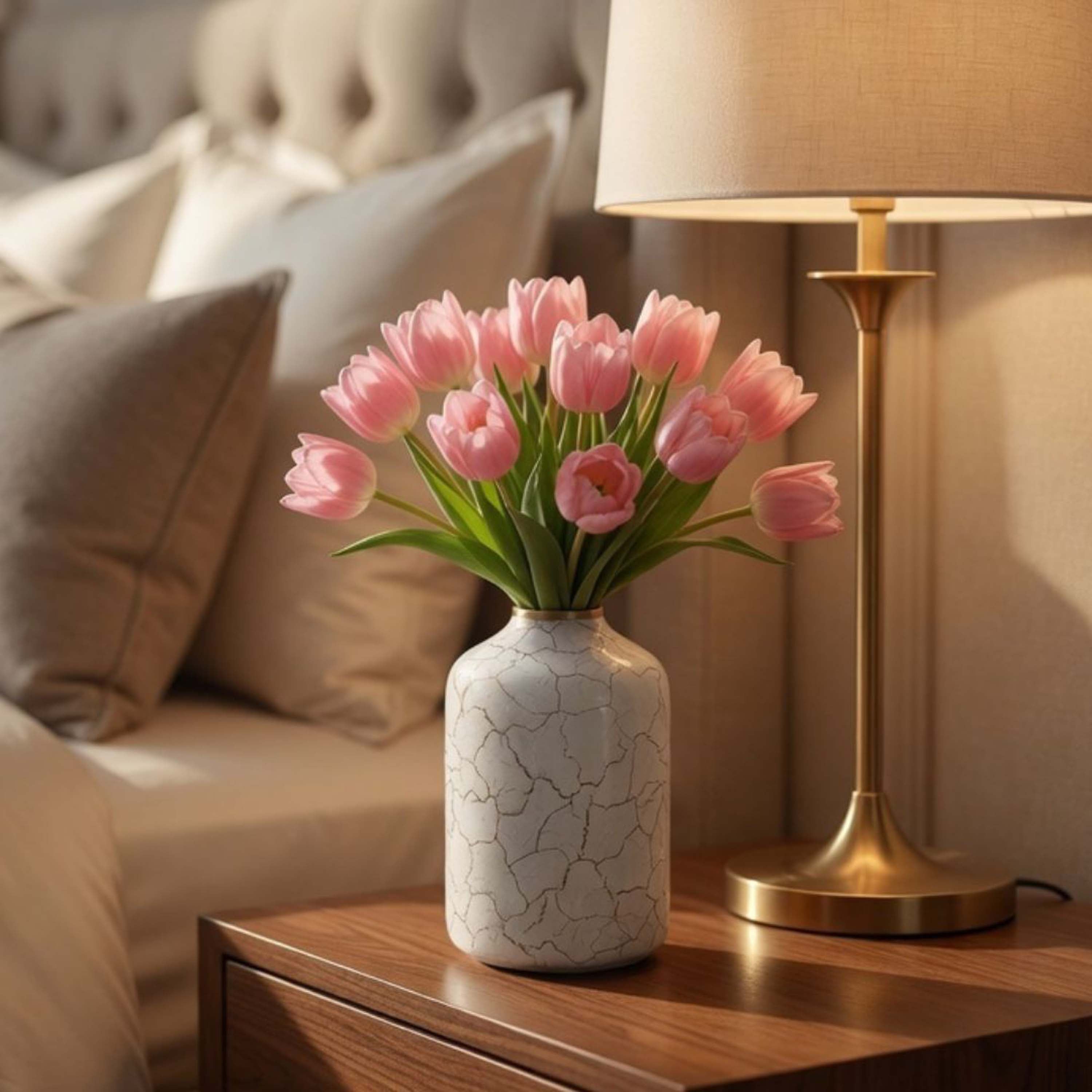 Off-white Metal Flower Vase | Crackled