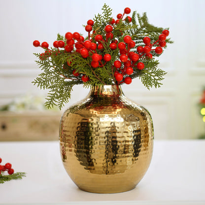 Metal Flower Vase Gold | Hammered