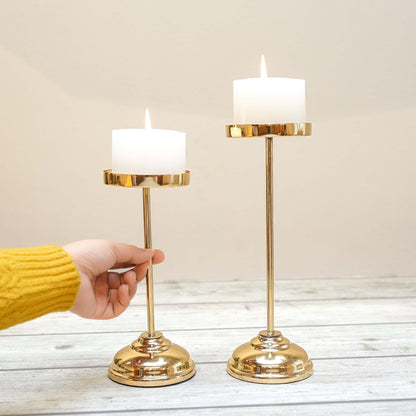 Golden Pillar Candle Holder Set