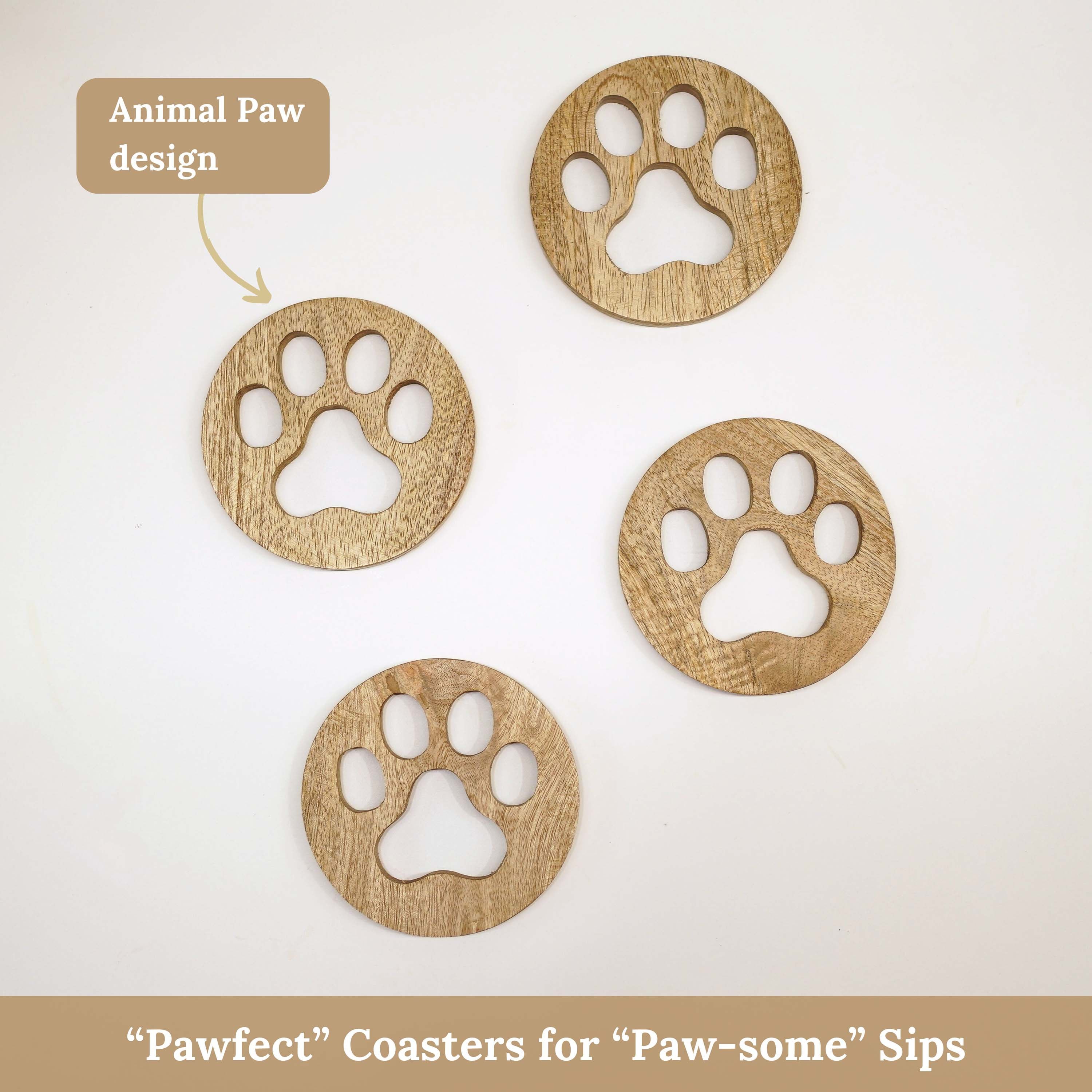 Woody Paw Print Coaster Set