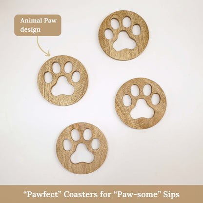 Woody Paw Print Coaster Set