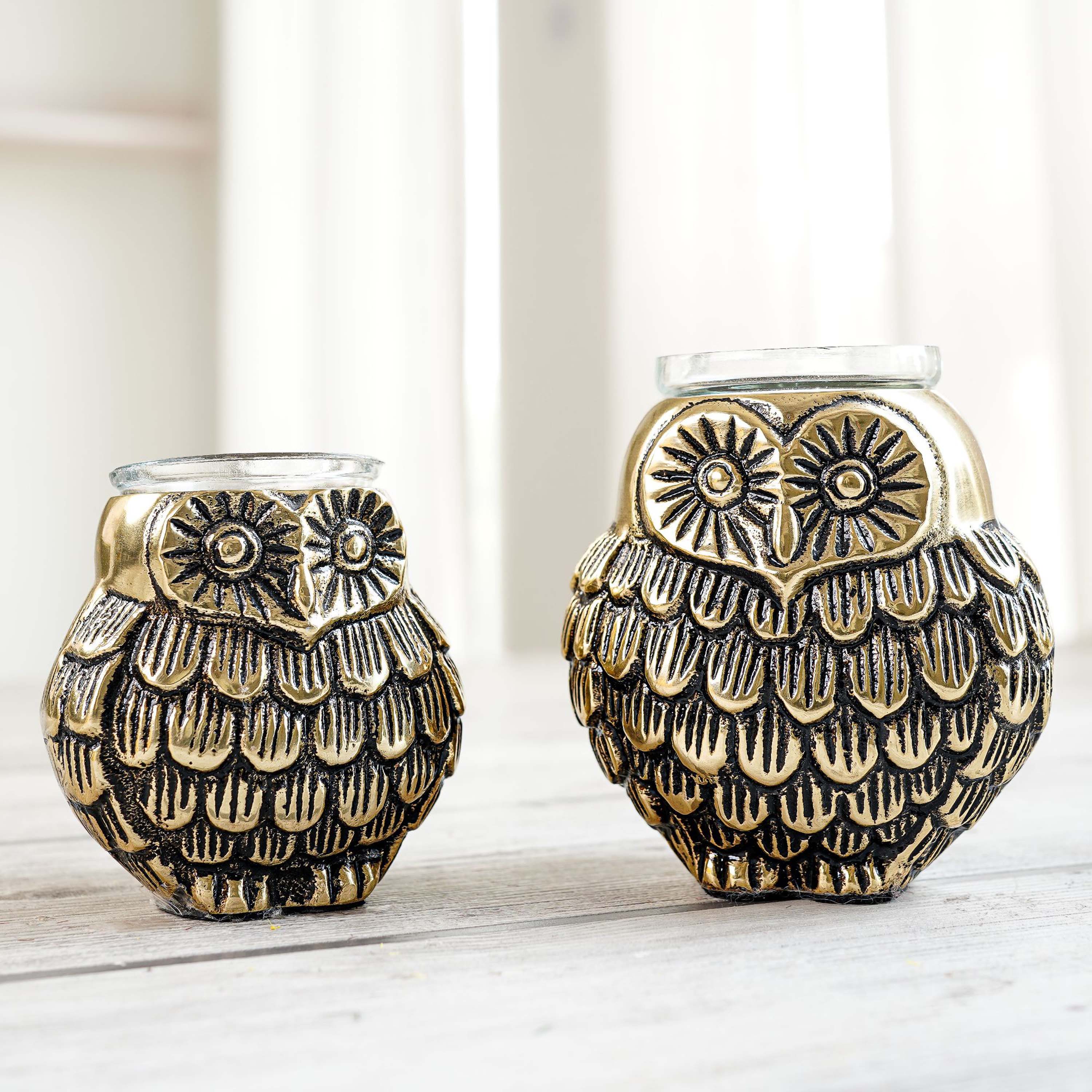 Owls Pair Candle Holder Set