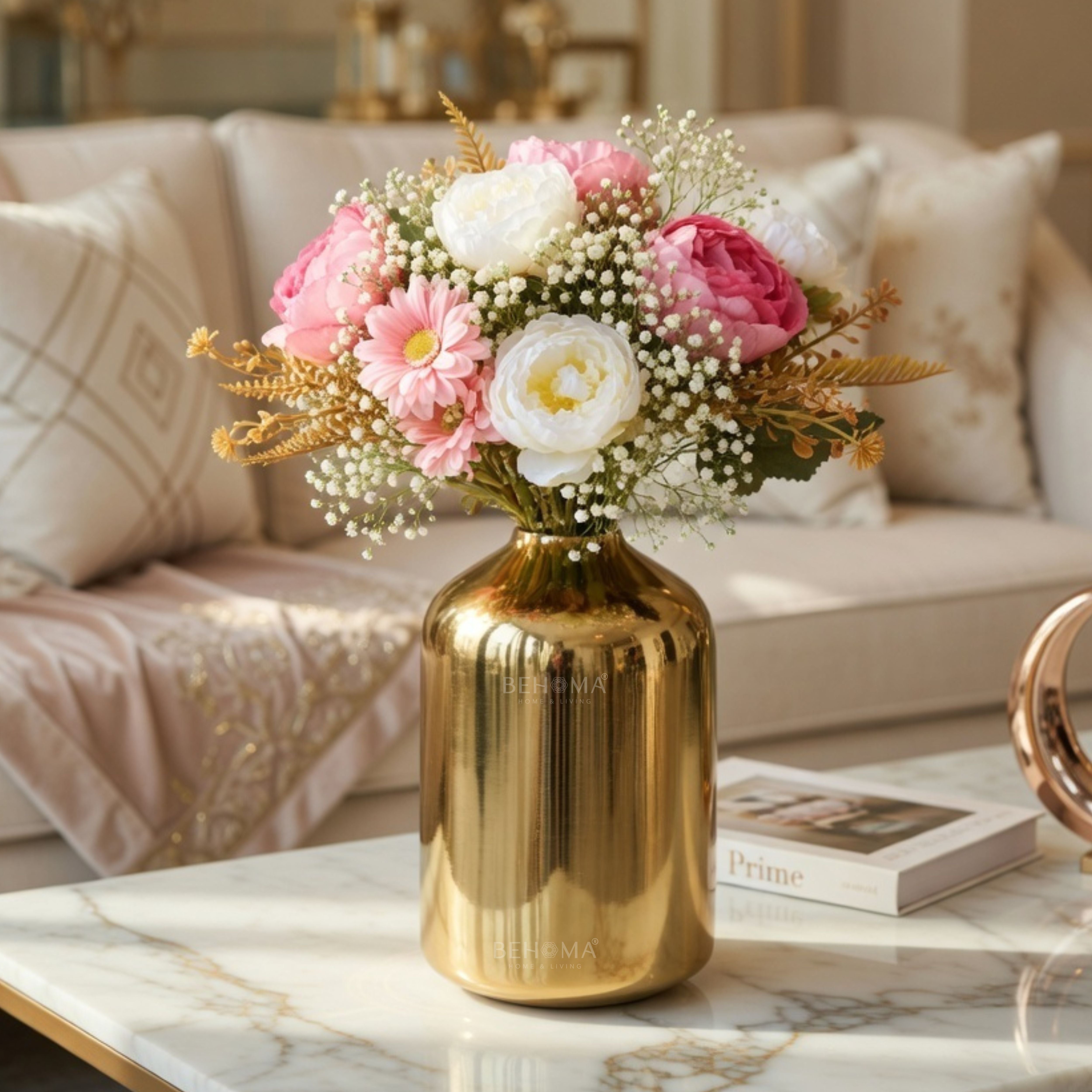 Metal Golden Bottle Flower Vase