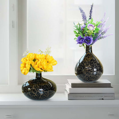 Metal Flower Vase Set of 2 | Black