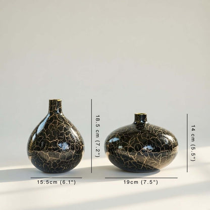 Metal Flower Vase Set of 2 | Black