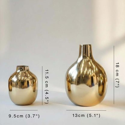 Golden Metal Flower Vase Set of 2