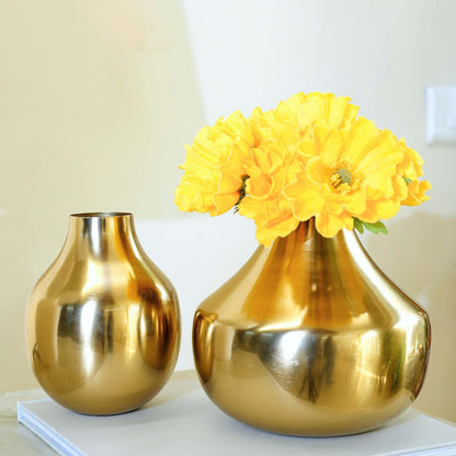 Golden Metal Flower Vase Set of 2