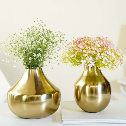 Golden Metal Flower Vase Set of 2