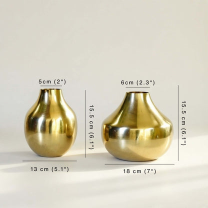 Golden Metal Flower Vase Set of 2