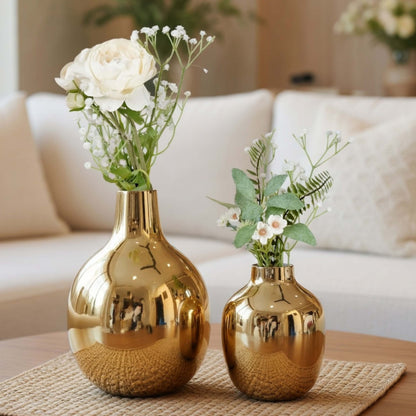 Golden Metal Flower Vase Set of 2