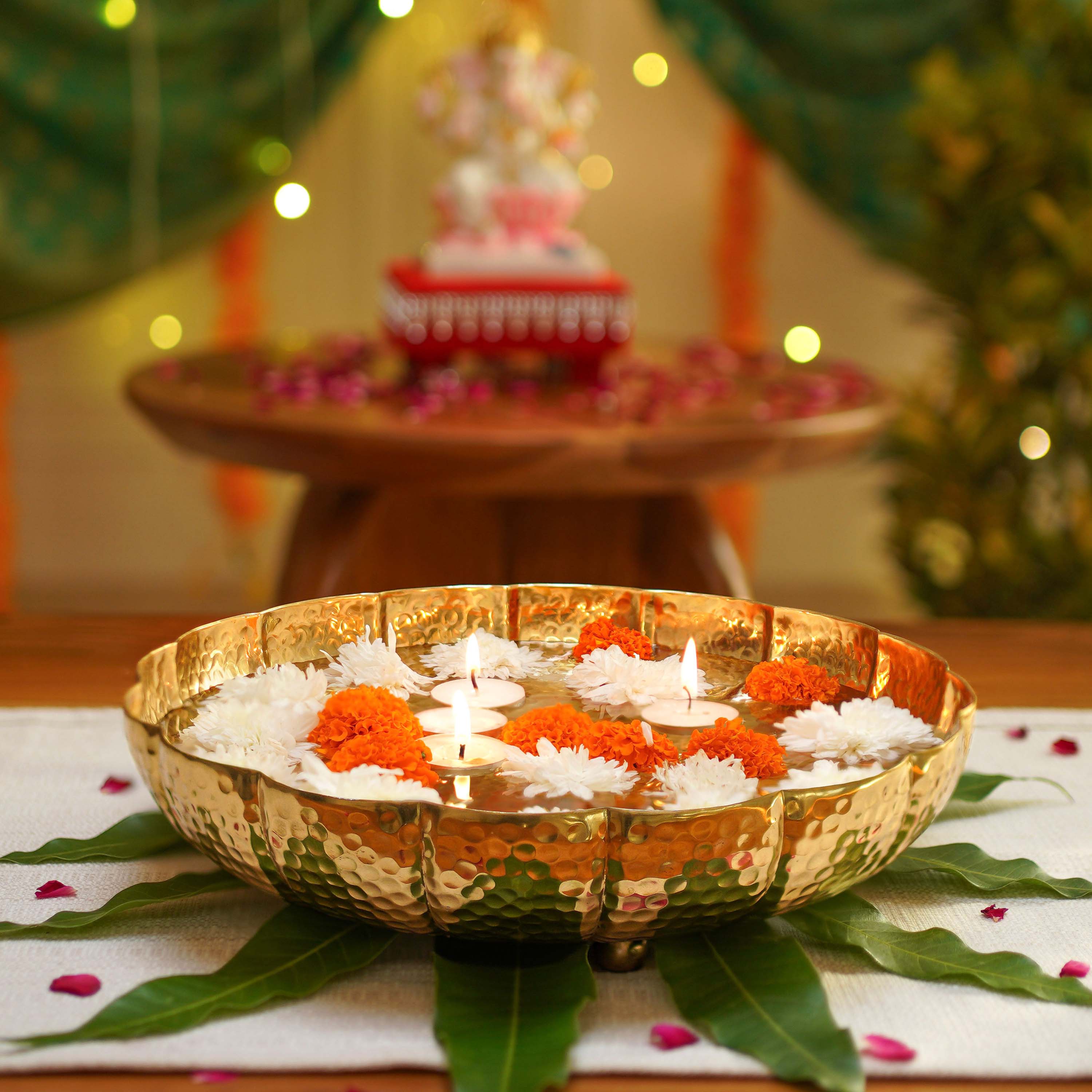 Mogra Metal Urli, Large, Gold