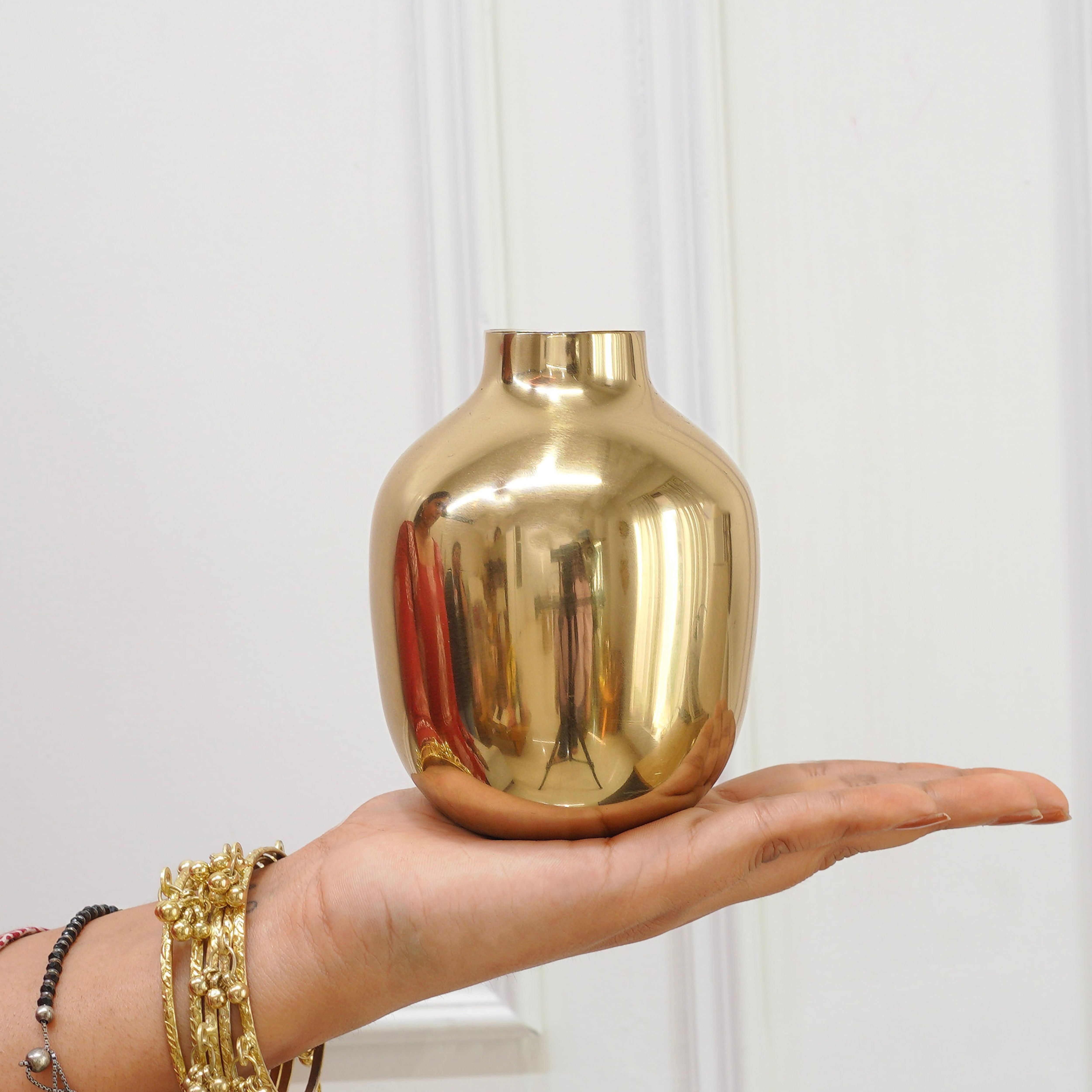 Golden Metal vase, Small