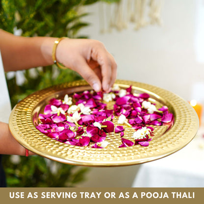 Metal Gold Platter, Decorative metal platter, Metal serving tray, Metal decorative tray