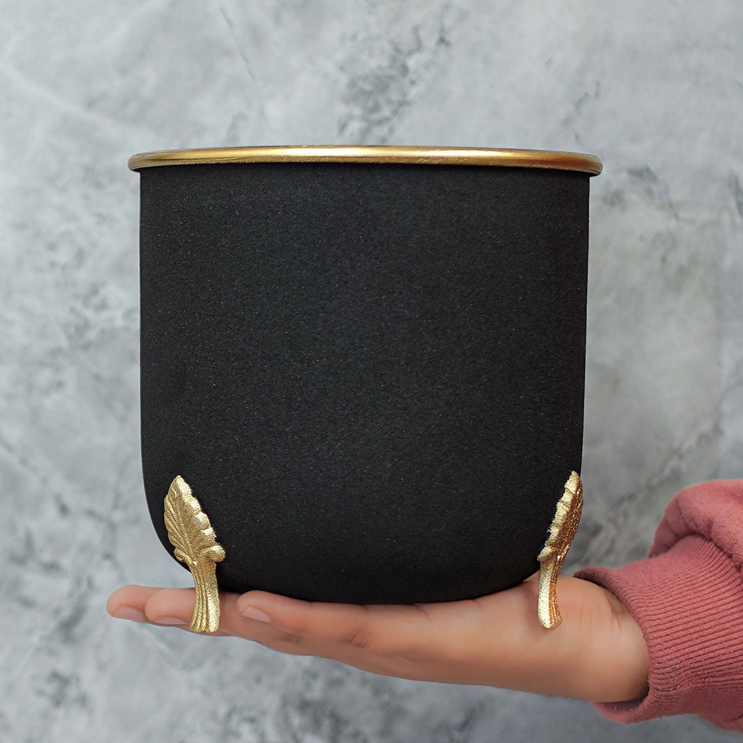 Leaf leg Metal Planter, Black (Pot Only)