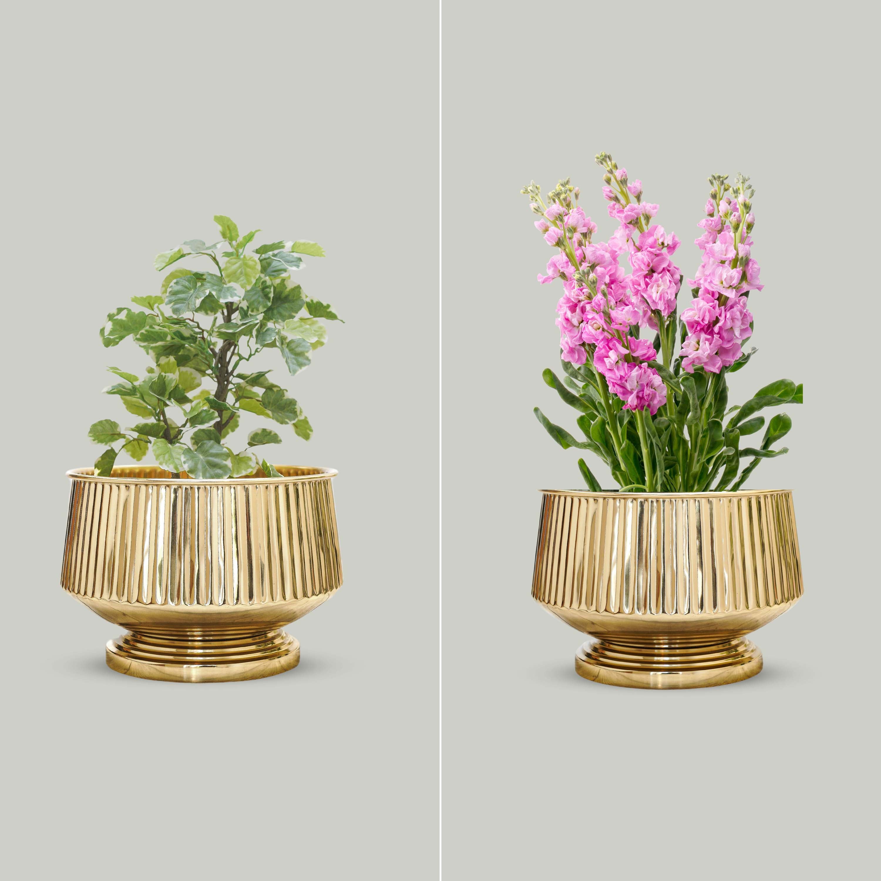 Pedestal Fluted Metal Planter (Pot Only)