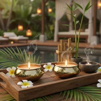 Metal Pebble Pot Scented Candle, Set