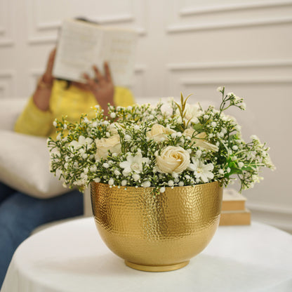 Elegant Bowl Metal Flower Vase