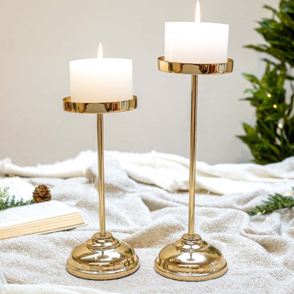 Golden Pillar Candle Holder Set