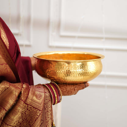 Classic Metal Hammered Urli, Gold