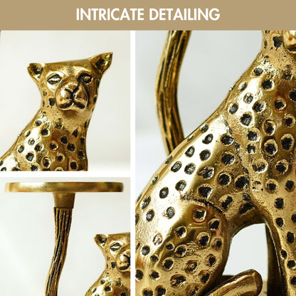Golden Jaguar Candle Holder