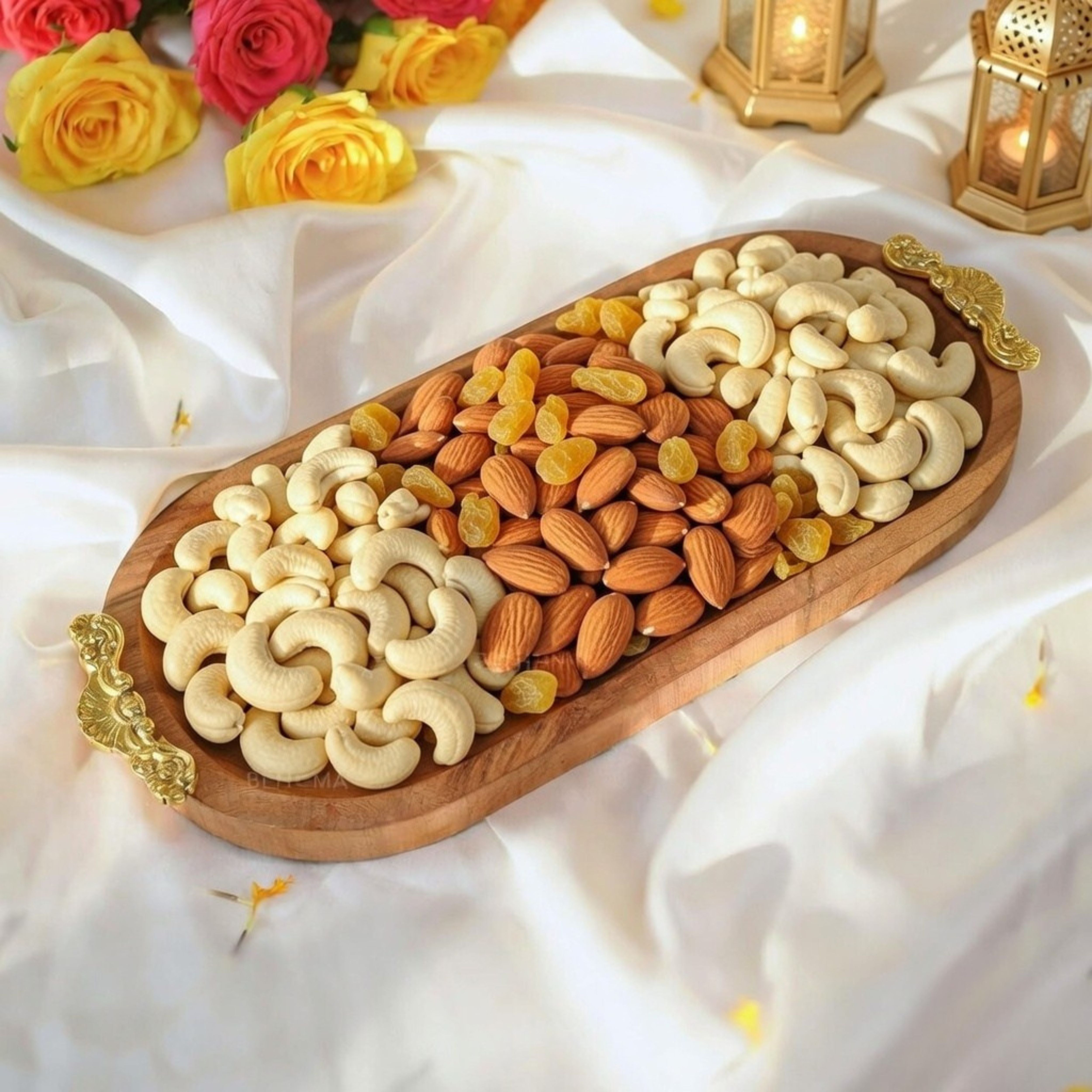 Wood & Brass Tray, Large