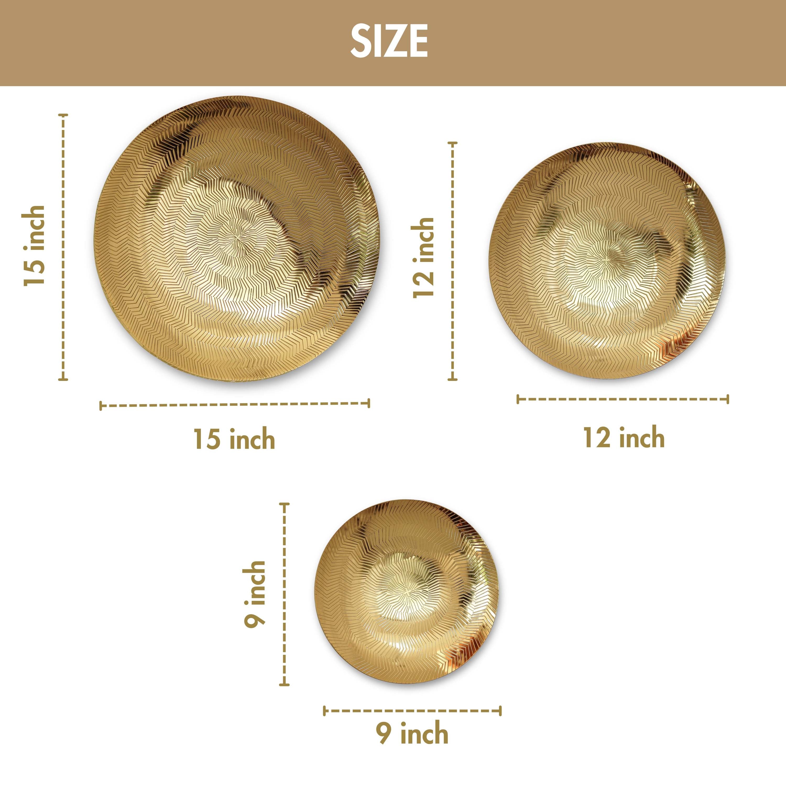 Golden Ripple Texture Wall Plates, Set