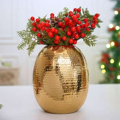 Metal Flower Vase Oval | Gold