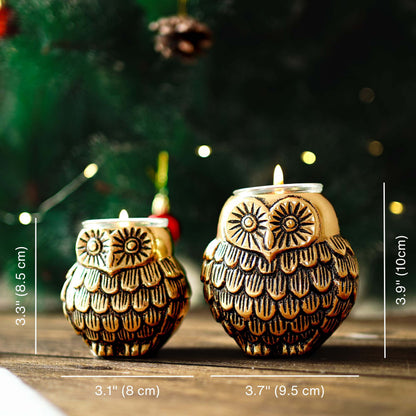 Owls Pair Candle Holder Set