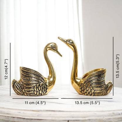 Metal Pair of Swans Candle Holders, (with candles)