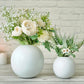 Metal ball flower vase white set of 2 