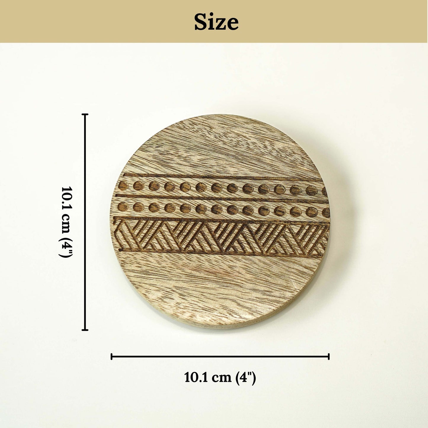 Boho Stripe Handcrafted Coaster, Brown, Set of 4