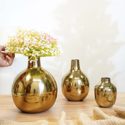 Golden Metal Flower Vase Set of 3