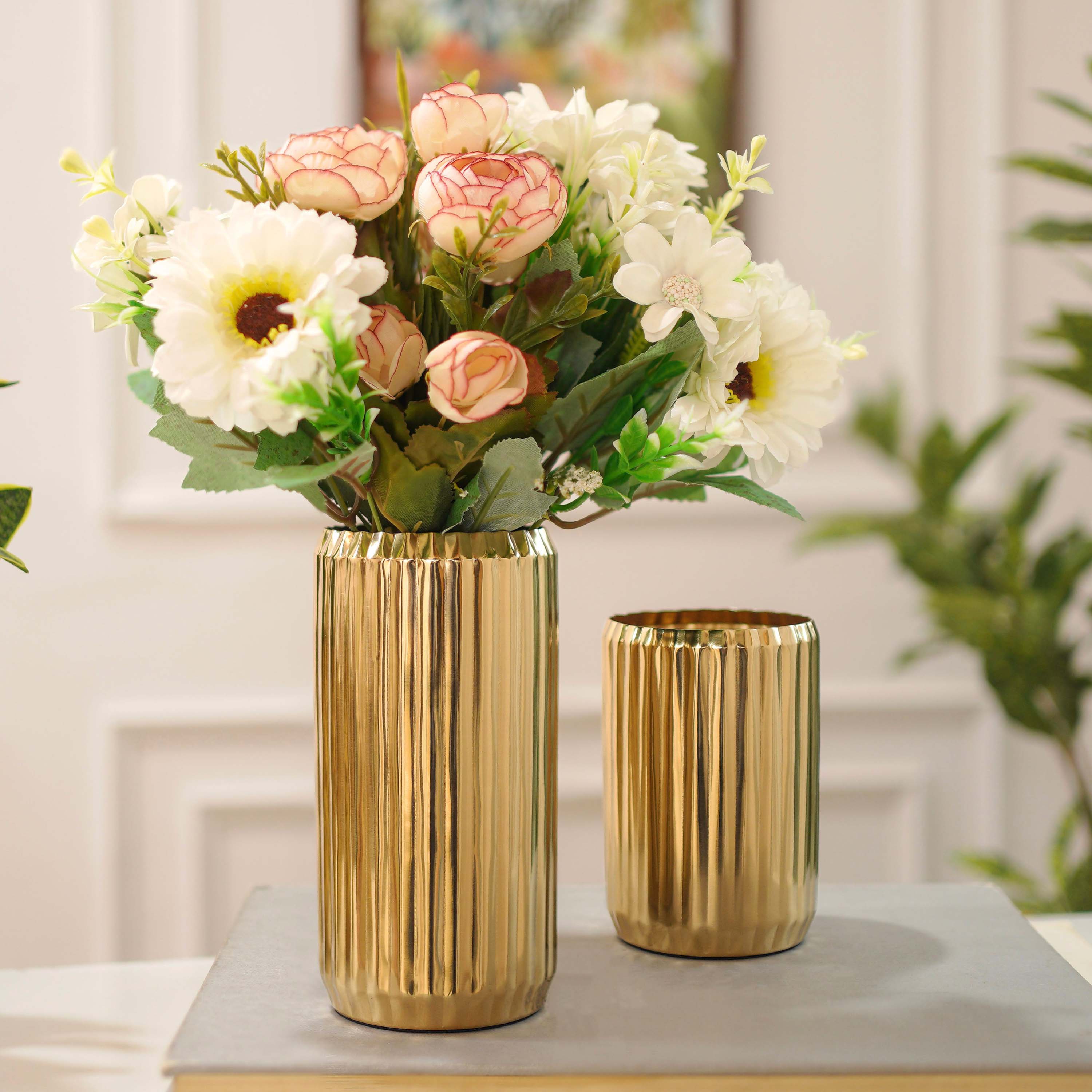 Fluted Metal Vase Set