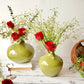 Olive Green metal bud flower vase with flower  set of 2 