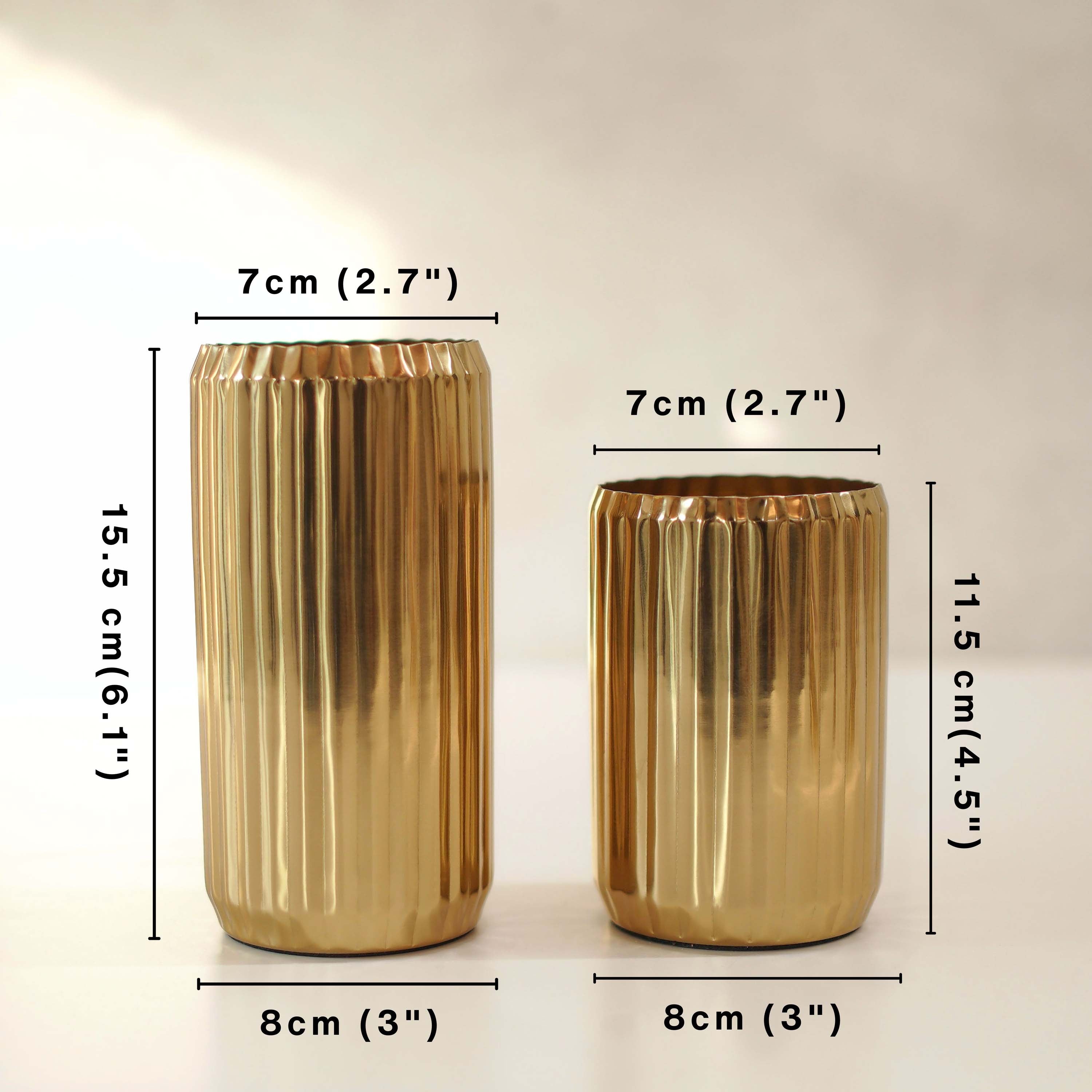Fluted Metal Vase Set