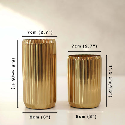 Fluted Metal Vase Set