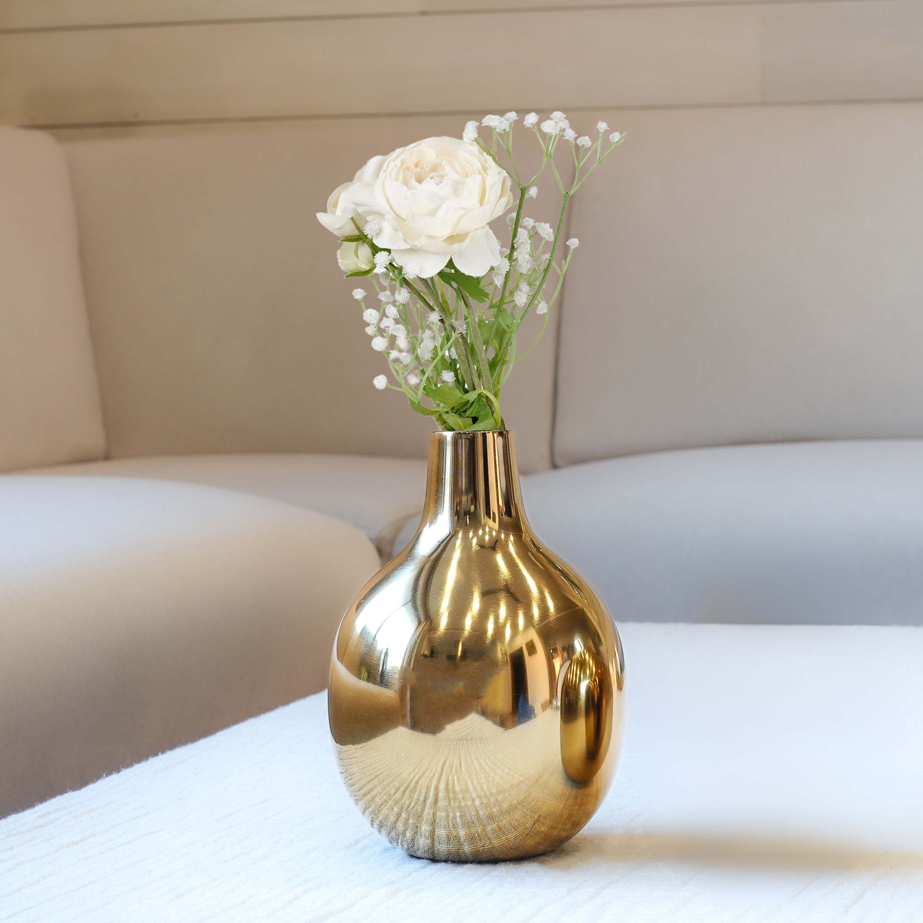 Golden Metal vase, Medium