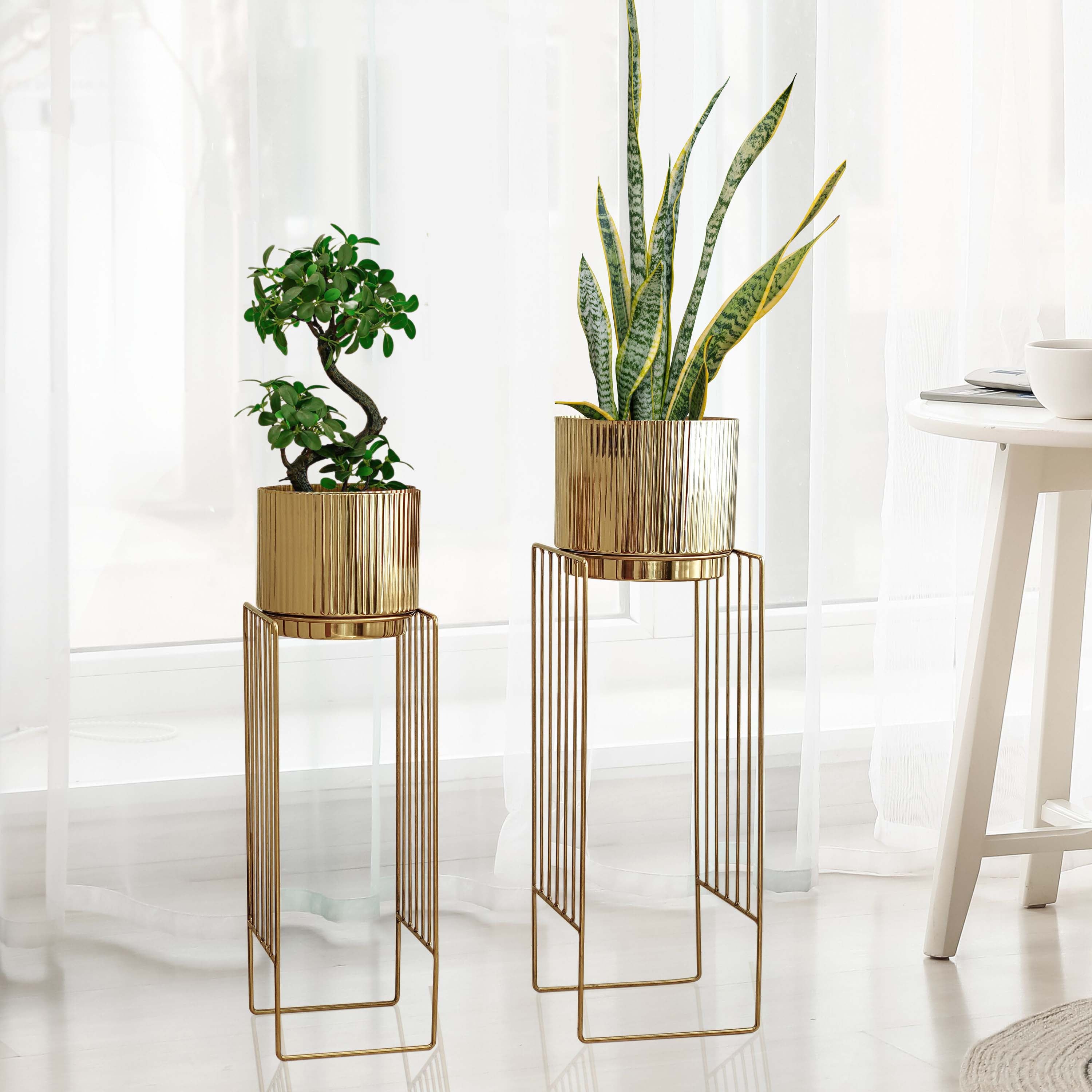 Tall Stand Fluted Planter, Set (Planter Only)