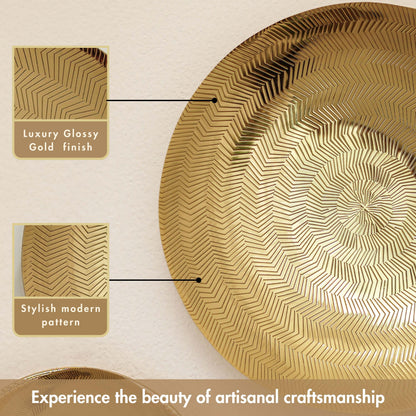 Golden Ripple Texture Wall Plates, Set