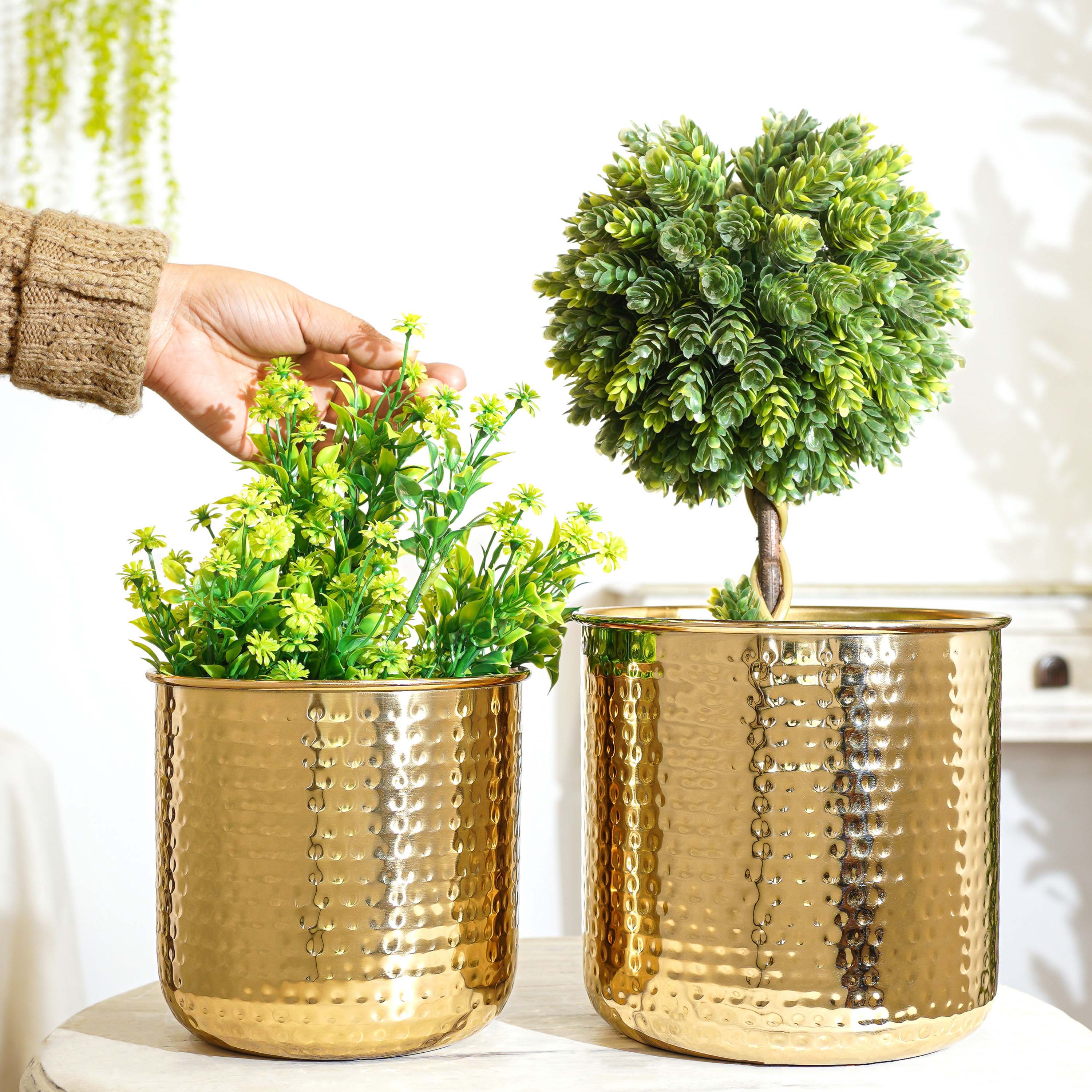 Hammered Metal Planter, Set (Pot Only)