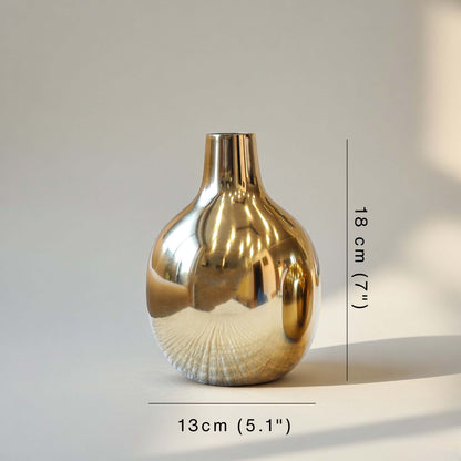 Golden Metal vase, Medium