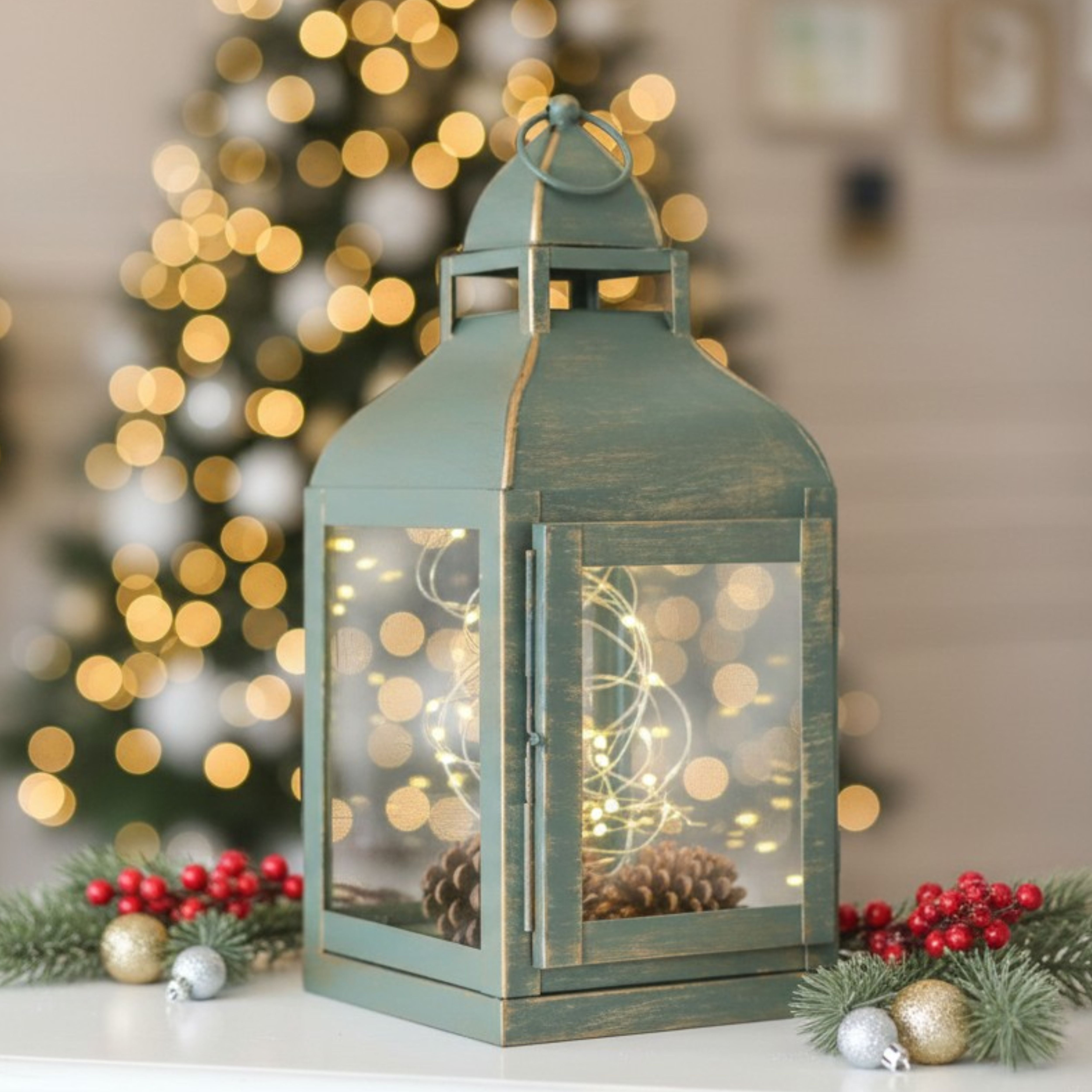 Miami Lantern, Rustic Dusk Green - 11.4''X 5.3''