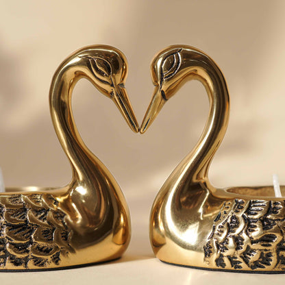 Metal Pair of Swans, T-light Holder