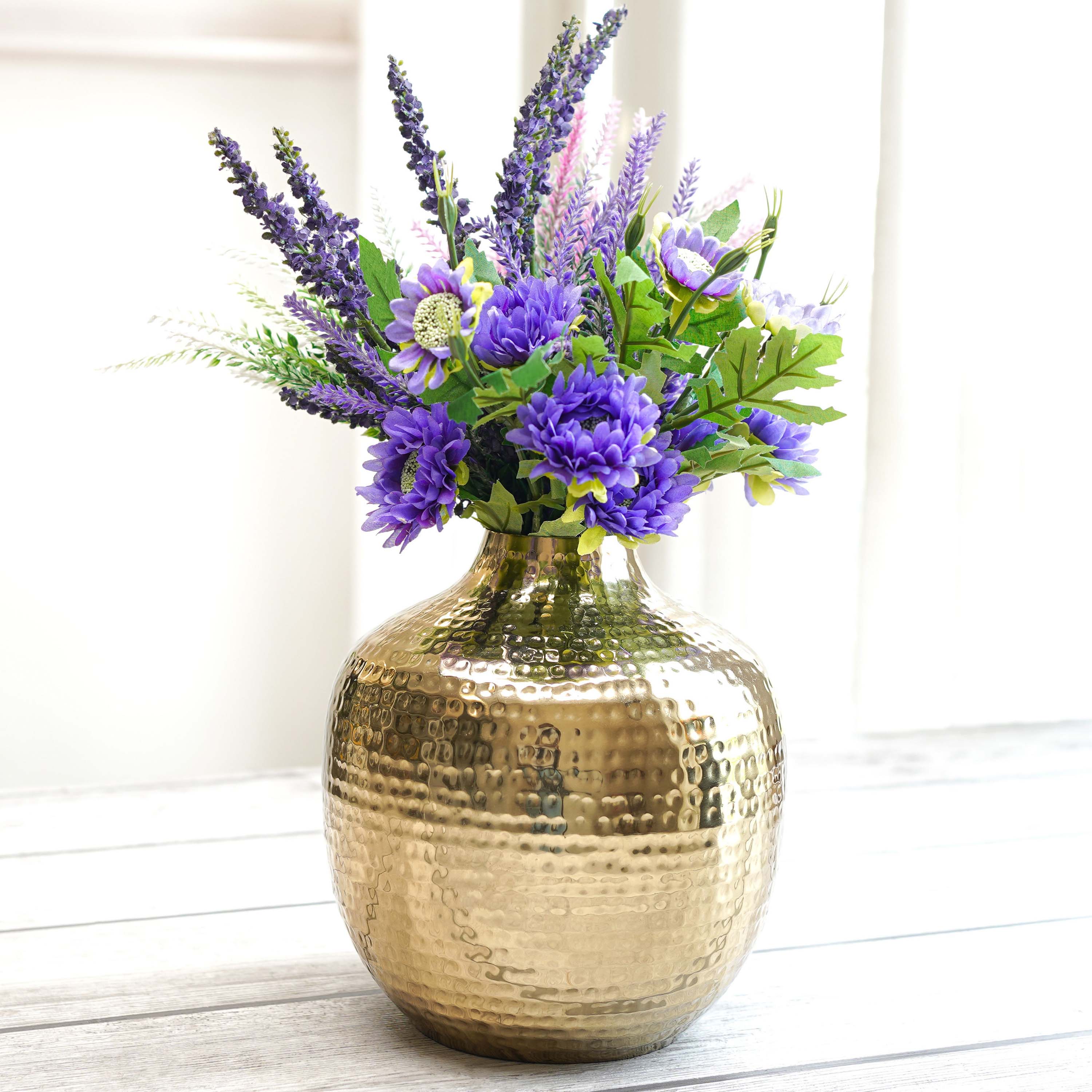 Metal Flower Vase, Hammered